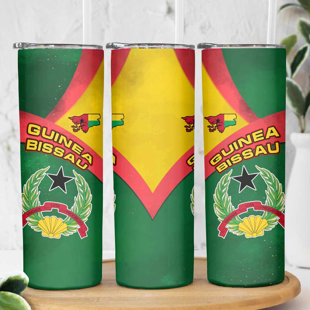 Guinea Bissau Skinny Tumbler Green Yellow Red Swirl TS04