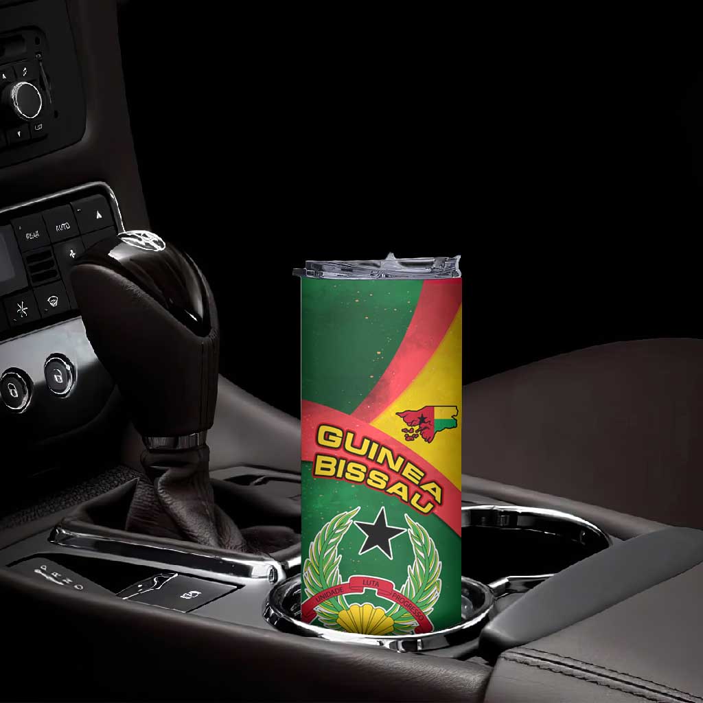 Guinea Bissau Skinny Tumbler Green Yellow Red Swirl TS04