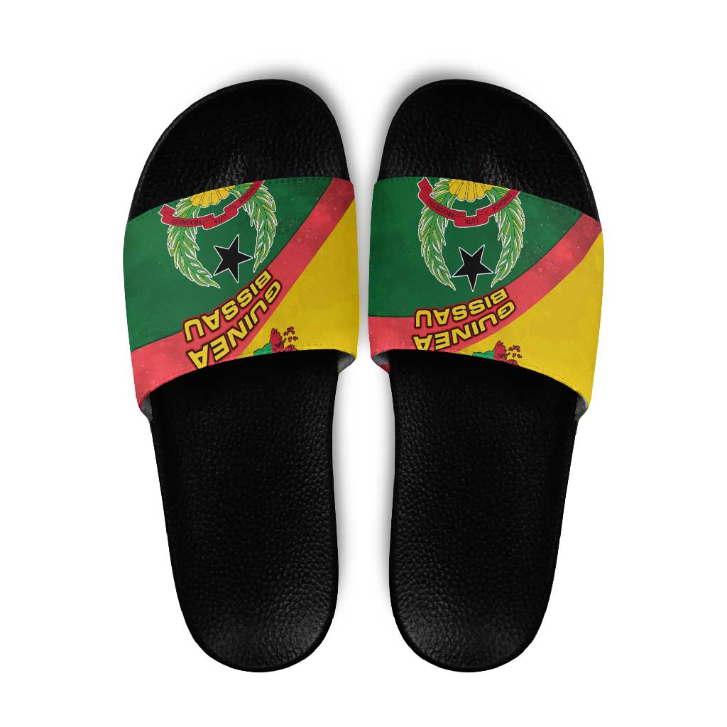 Guinea Bissau Slide Sandals with Green Yellow Red Swirl Design TS04