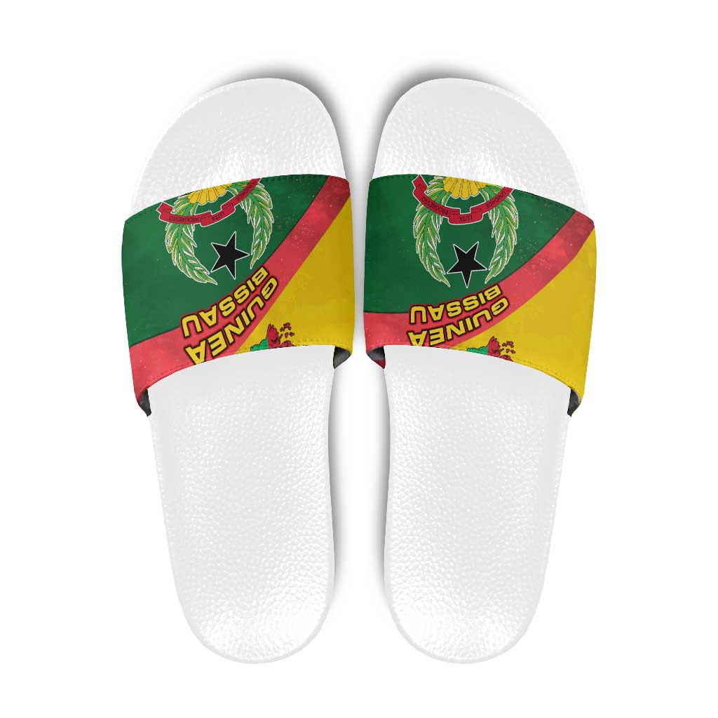 Guinea Bissau Slide Sandals with Green Yellow Red Swirl Design TS04