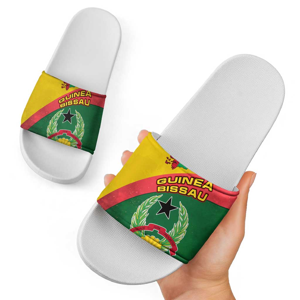 Guinea Bissau Slide Sandals with Green Yellow Red Swirl Design TS04