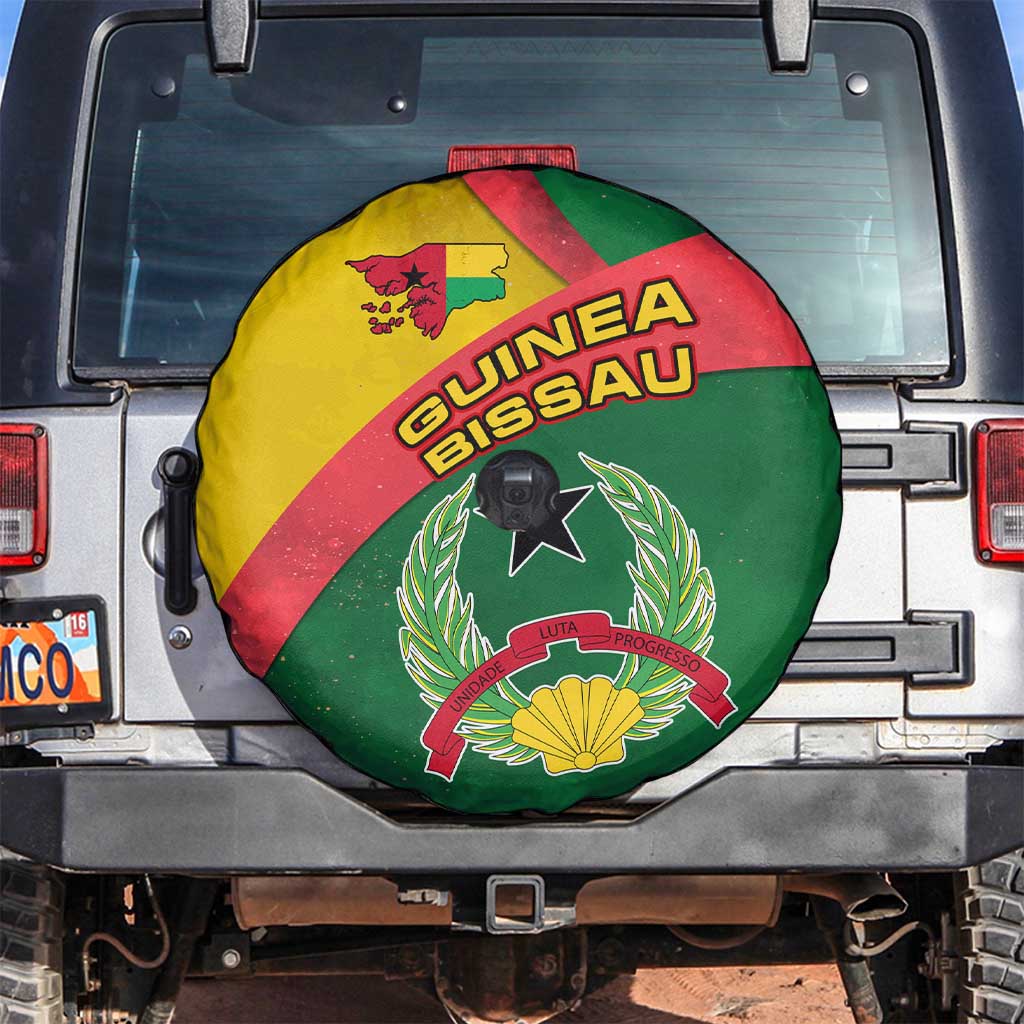 Guinea Bissau Spare Tire Cover with Green Yellow Red Swirl Design TS04