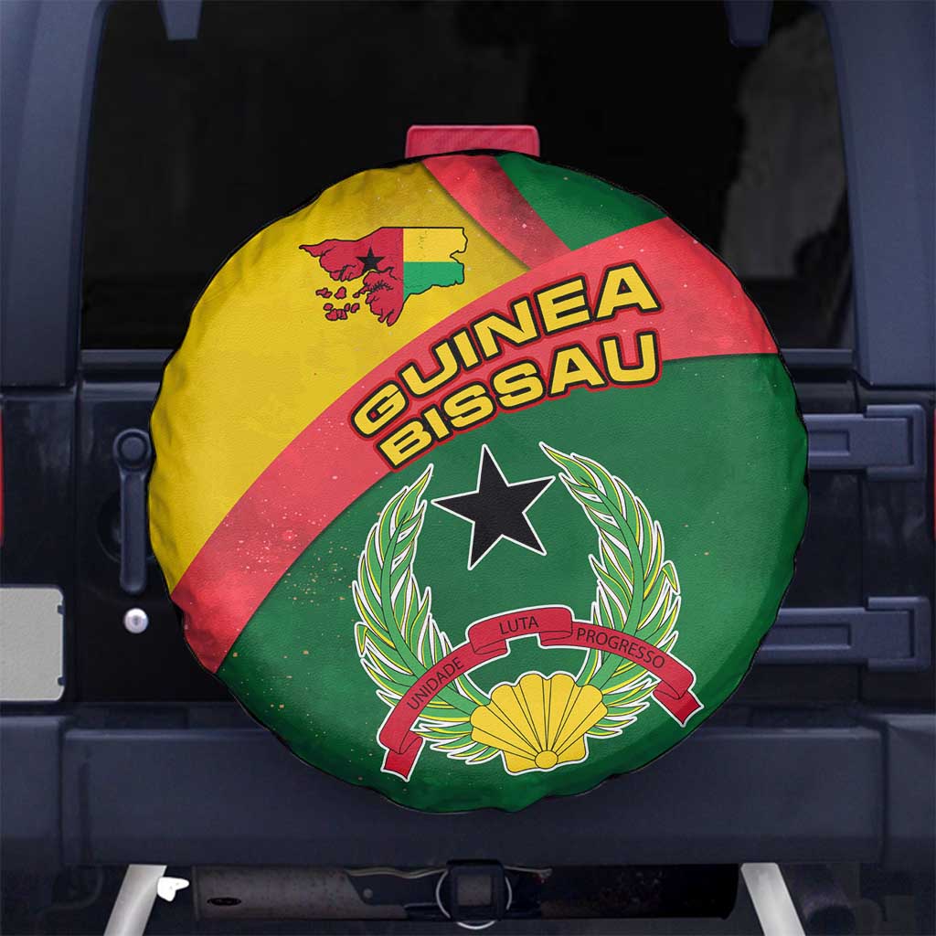 Guinea Bissau Spare Tire Cover with Green Yellow Red Swirl Design TS04