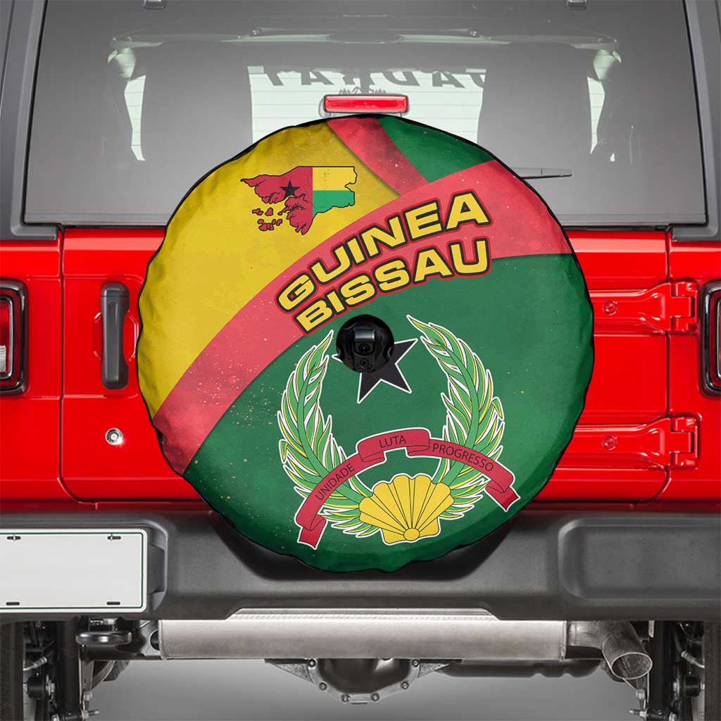 Guinea Bissau Spare Tire Cover with Green Yellow Red Swirl Design TS04