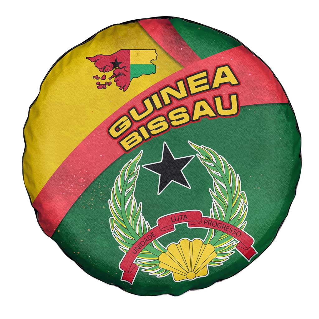Guinea Bissau Spare Tire Cover with Green Yellow Red Swirl Design TS04