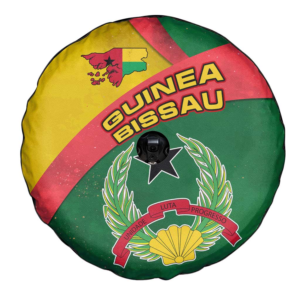 Guinea Bissau Spare Tire Cover with Green Yellow Red Swirl Design TS04