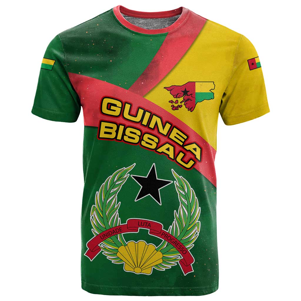 Guinea Bissau T shirt Green Yellow Red Swirl TS04