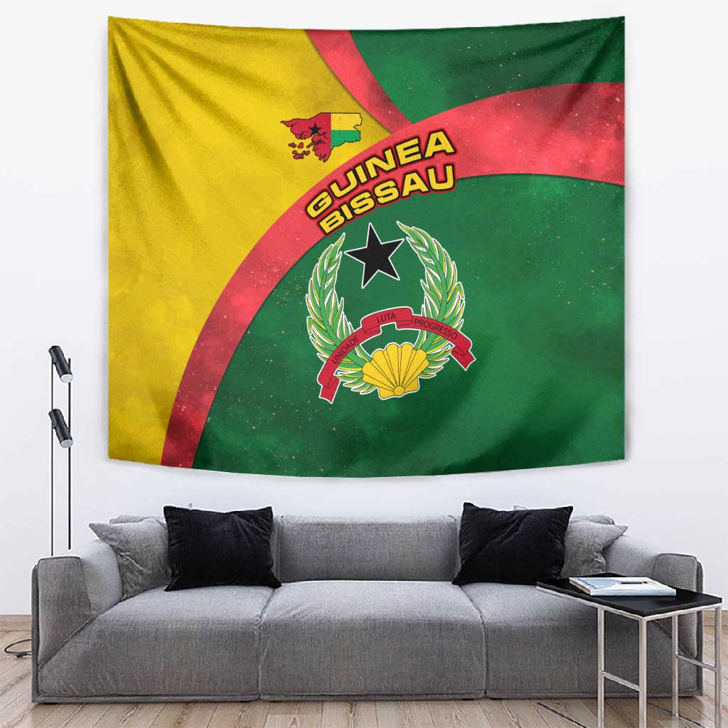 Guinea Bissau Tapestry Green Yellow Red Swirl TS04