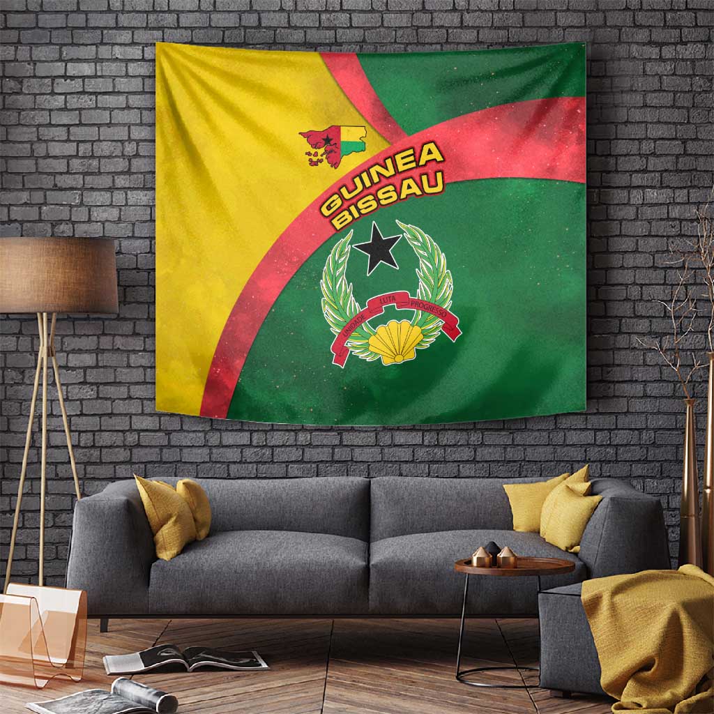 Guinea Bissau Tapestry Green Yellow Red Swirl TS04