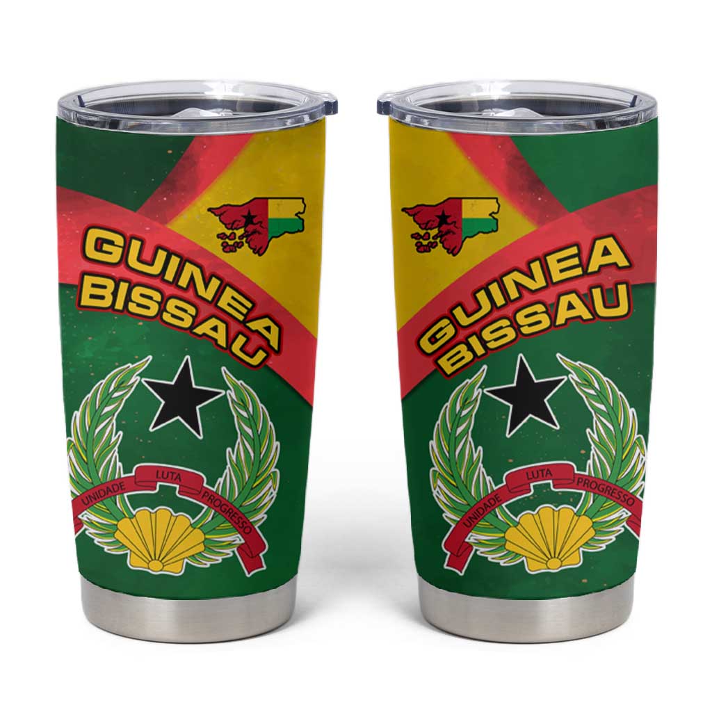 Guinea Bissau Tumbler Cup Green Yellow Red Swirl TS04