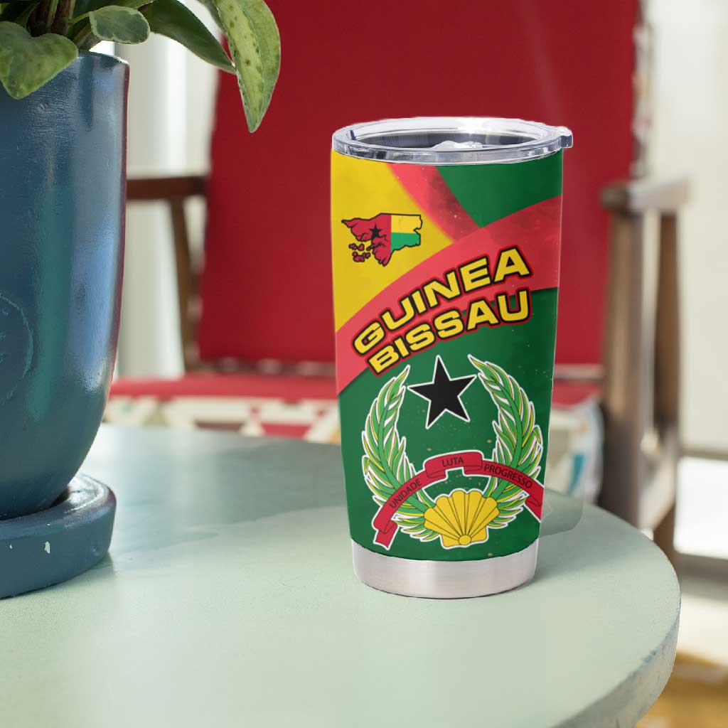 Guinea Bissau Tumbler Cup Green Yellow Red Swirl TS04