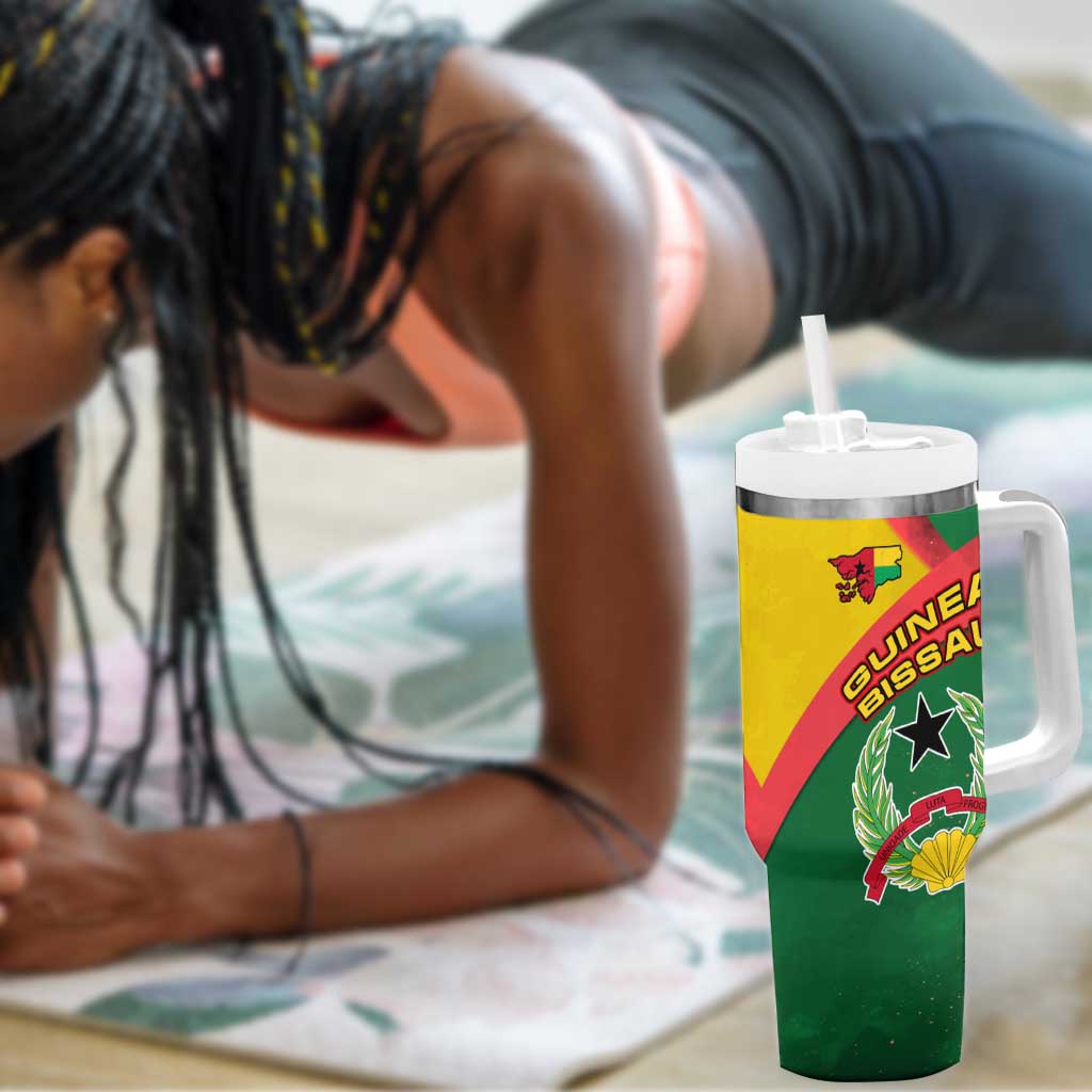 Guinea Bissau Tumbler With Handle Green Yellow Red Swirl TS04