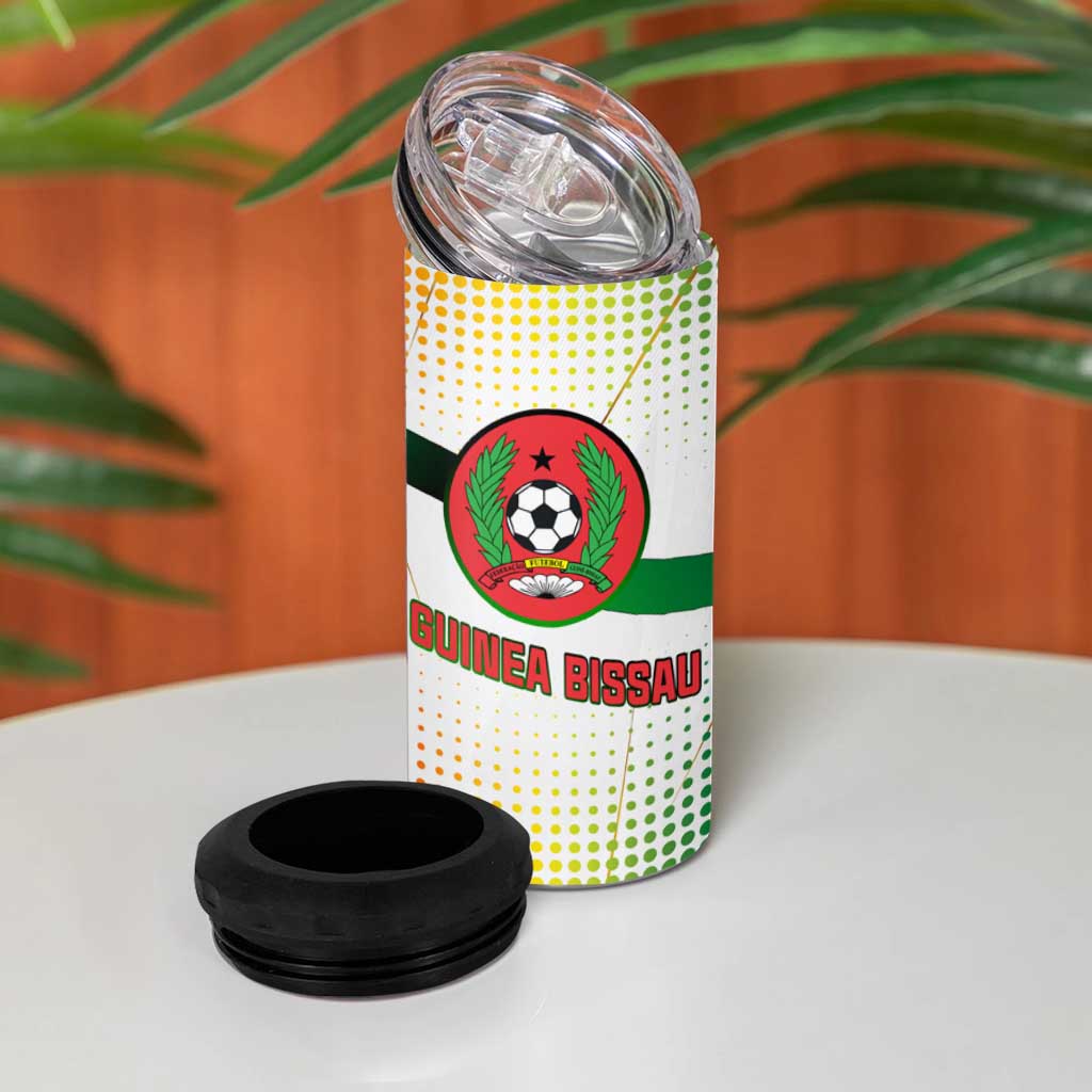 Guinea Bissau 4 in 1 Can Cooler Tumbler White Green Red Gradient TS04