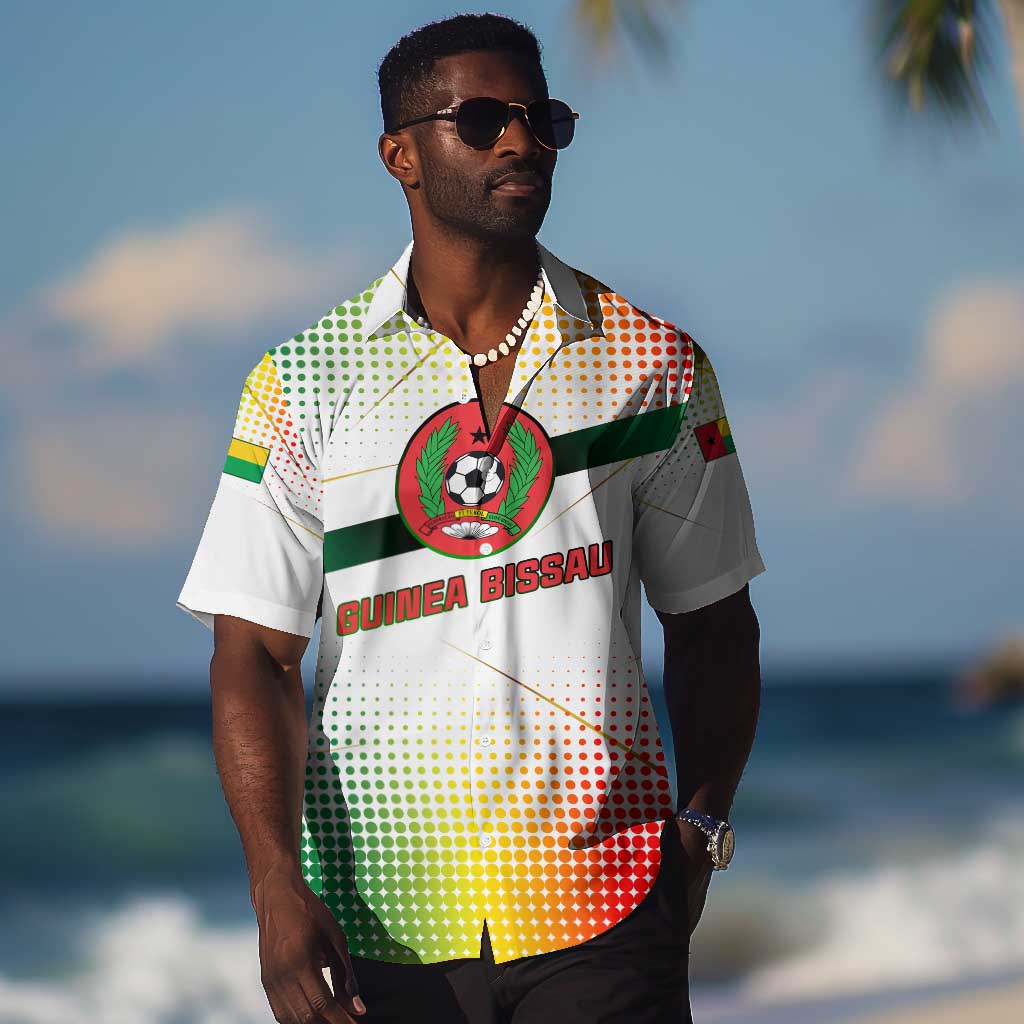 Guinea Bissau Hawaiian Shirt White Green Red Gradient TS04