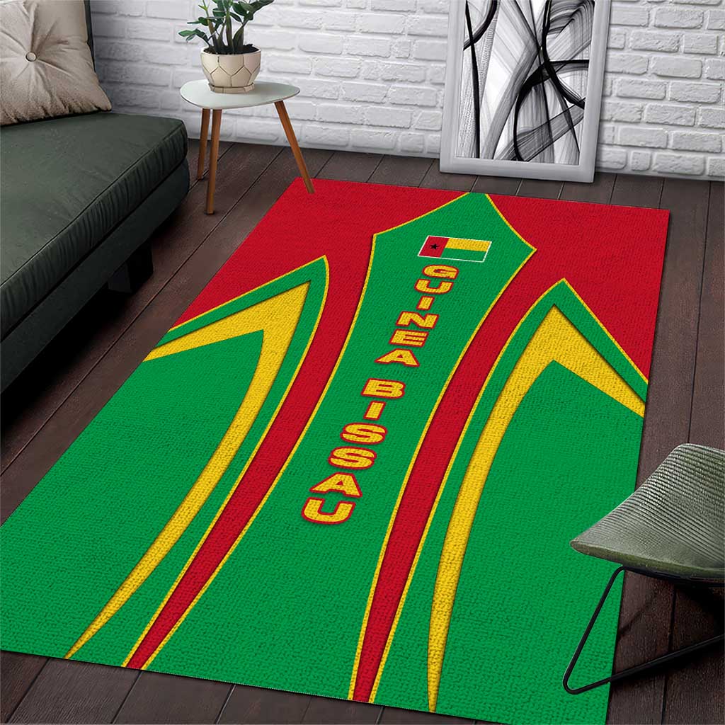 Guinea Bissau Area Rug Red Green Yellow Stripe Design and Black Star TS04
