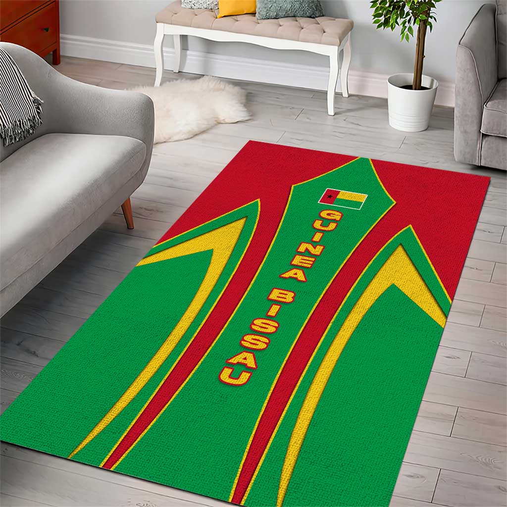 Guinea Bissau Area Rug Red Green Yellow Stripe Design and Black Star TS04