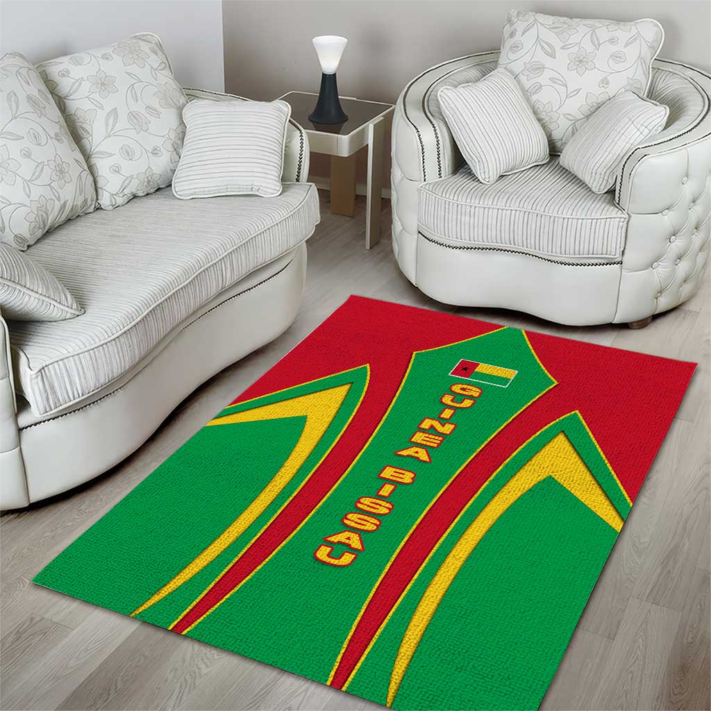 Guinea Bissau Area Rug Red Green Yellow Stripe Design and Black Star TS04