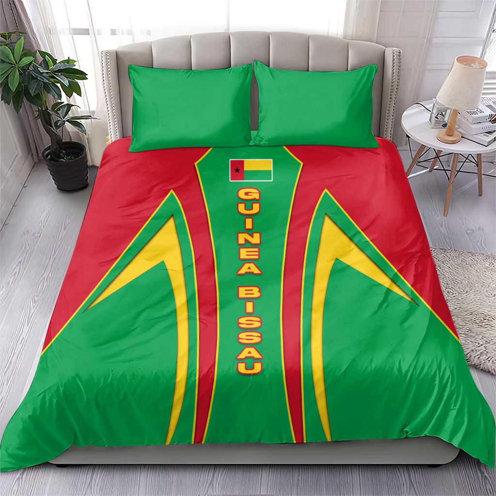 Guinea Bissau Bedding Set Red Green Yellow Stripe Design and Black Star TS04