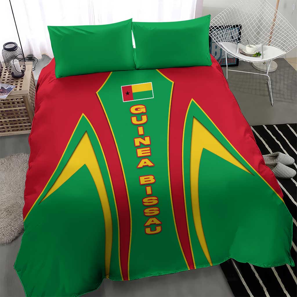 Guinea Bissau Bedding Set Red Green Yellow Stripe Design and Black Star TS04