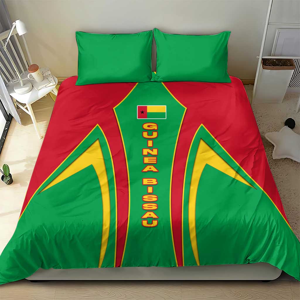 Guinea Bissau Bedding Set Red Green Yellow Stripe Design and Black Star TS04