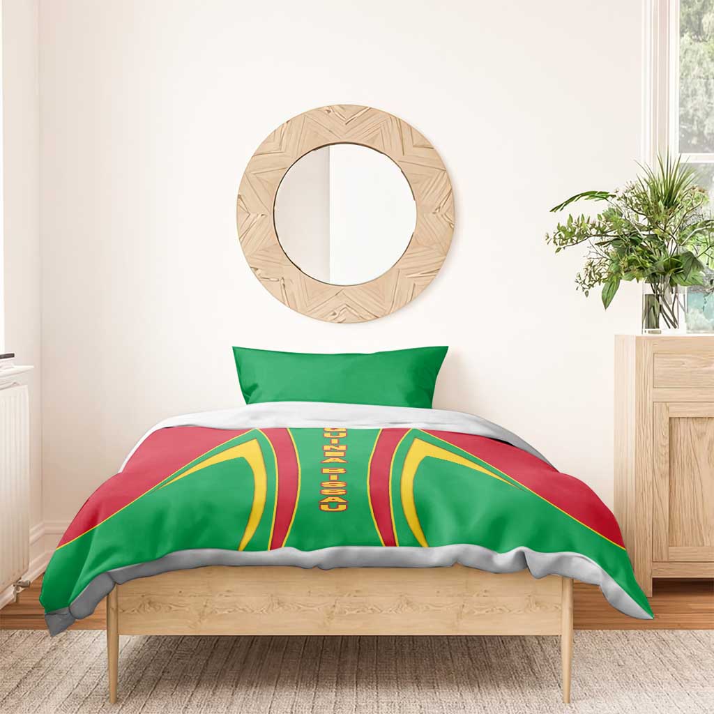 Guinea Bissau Bedding Set Red Green Yellow Stripe Design and Black Star TS04