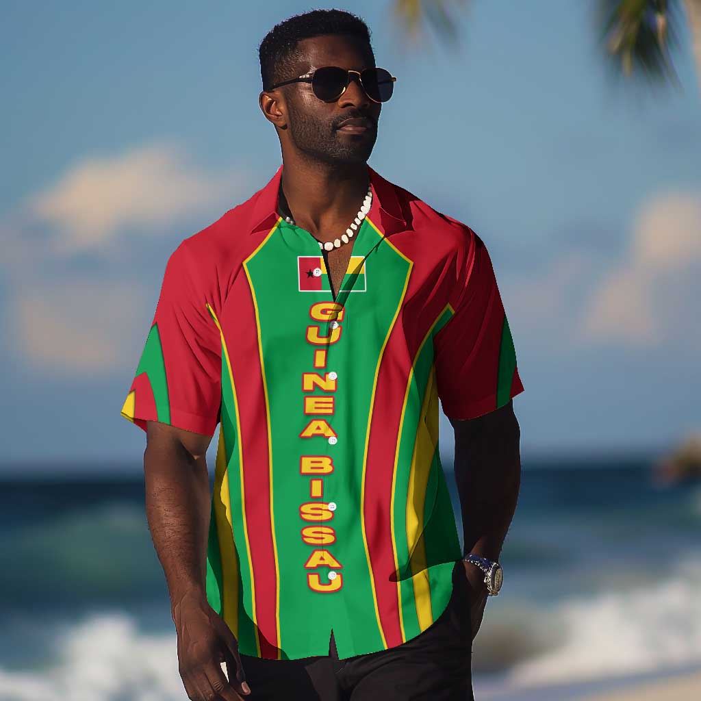 Guinea Bissau Hawaiian Shirt Red Green Yellow Stripe Design and Black Star TS04