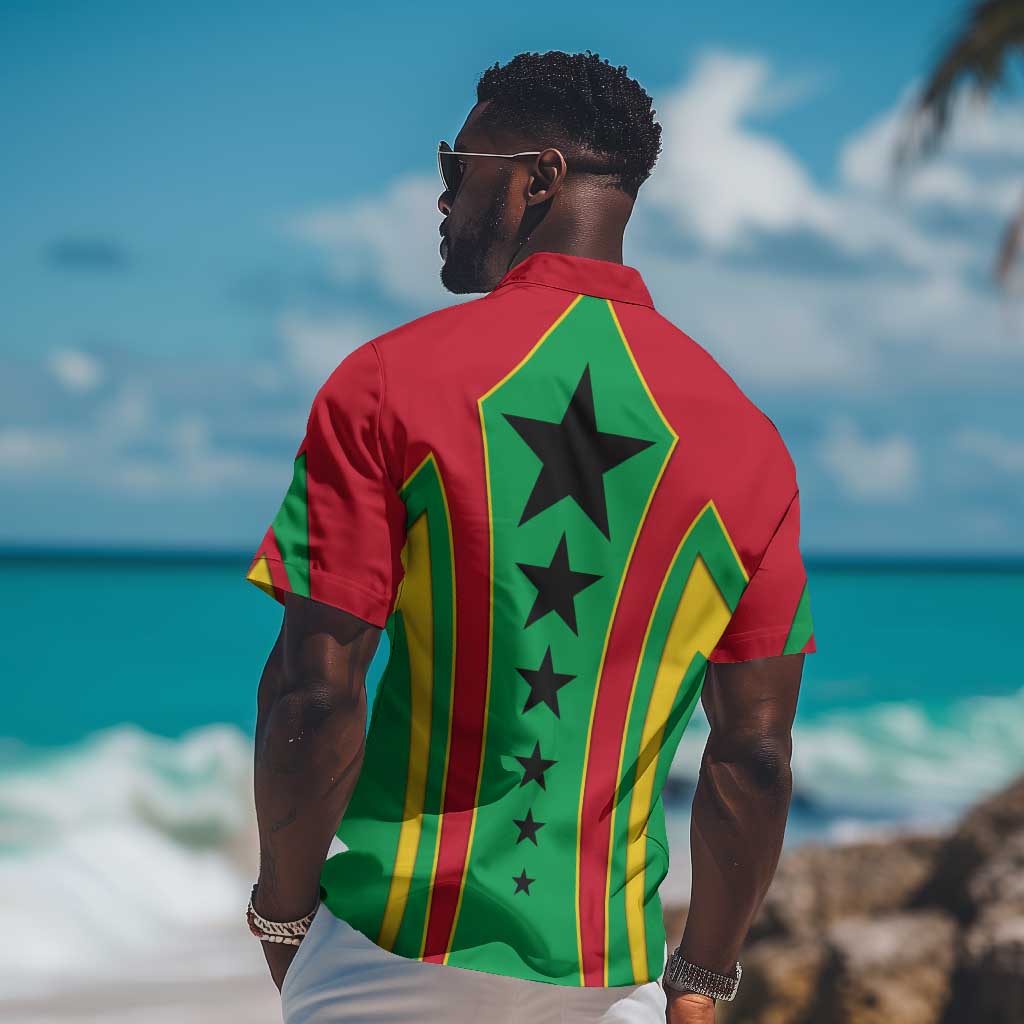 Guinea Bissau Hawaiian Shirt Red Green Yellow Stripe Design and Black Star TS04