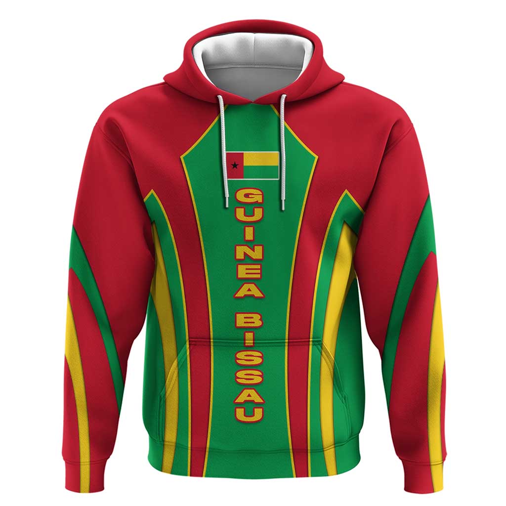 Guinea Bissau Hoodie with Red Green Yellow Stripe Design and Black Star TS04
