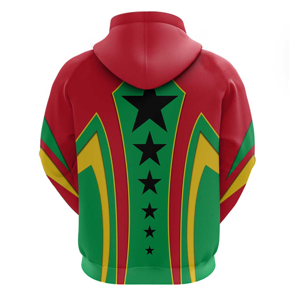 Guinea Bissau Hoodie with Red Green Yellow Stripe Design and Black Star TS04
