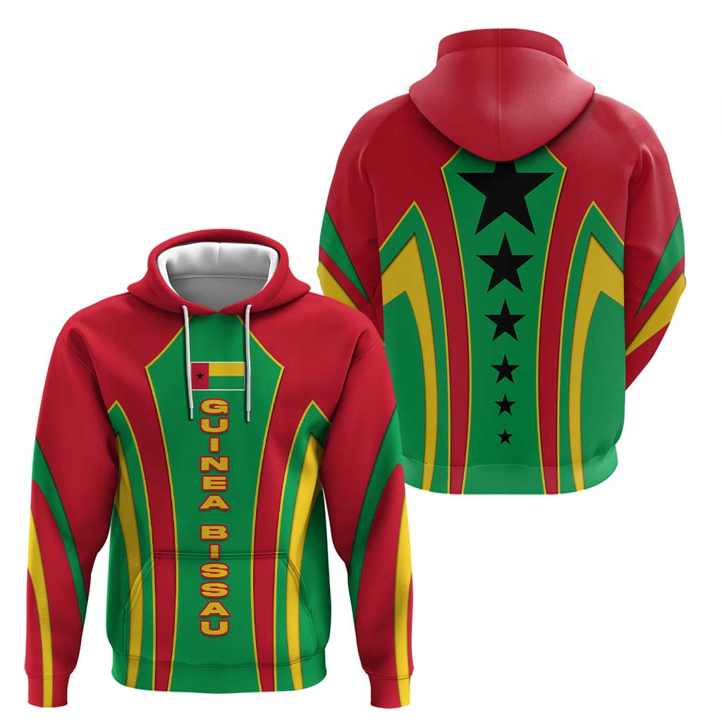 Guinea Bissau Hoodie with Red Green Yellow Stripe Design and Black Star TS04
