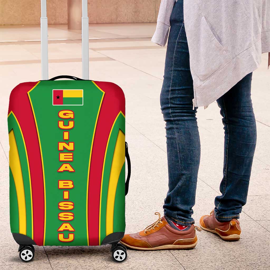 Guinea Bissau Luggage Cover with Red Green Yellow Stripe Design and Black Star TS04
