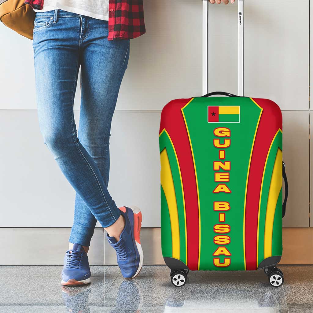 Guinea Bissau Luggage Cover with Red Green Yellow Stripe Design and Black Star TS04