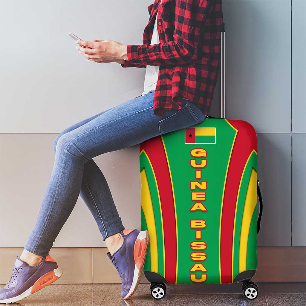 Guinea Bissau Luggage Cover with Red Green Yellow Stripe Design and Black Star TS04