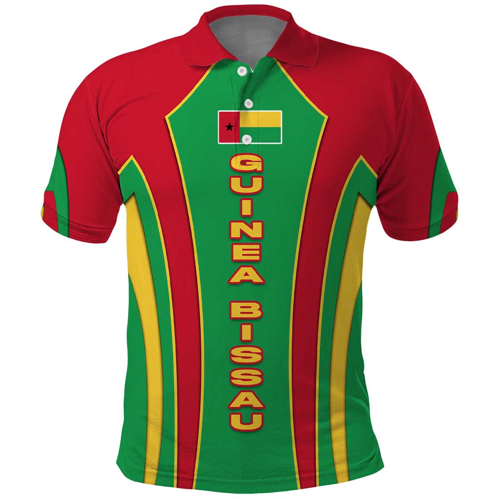 Guinea Bissau Polo Shirt with Red Green Yellow Stripe Design and Black Star TS04
