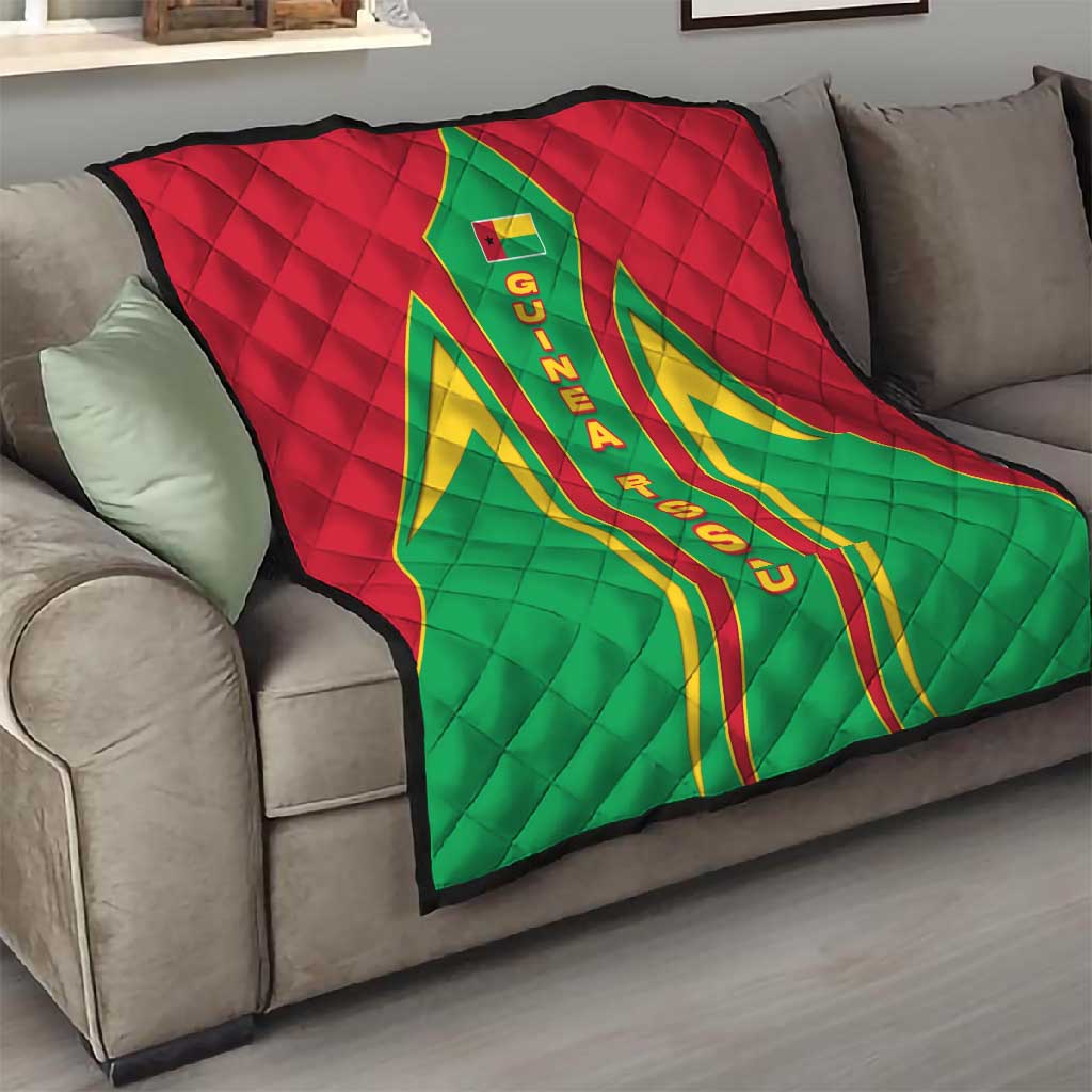 Guinea Bissau Quilt Red Green Yellow Stripe Design and Black Star TS04