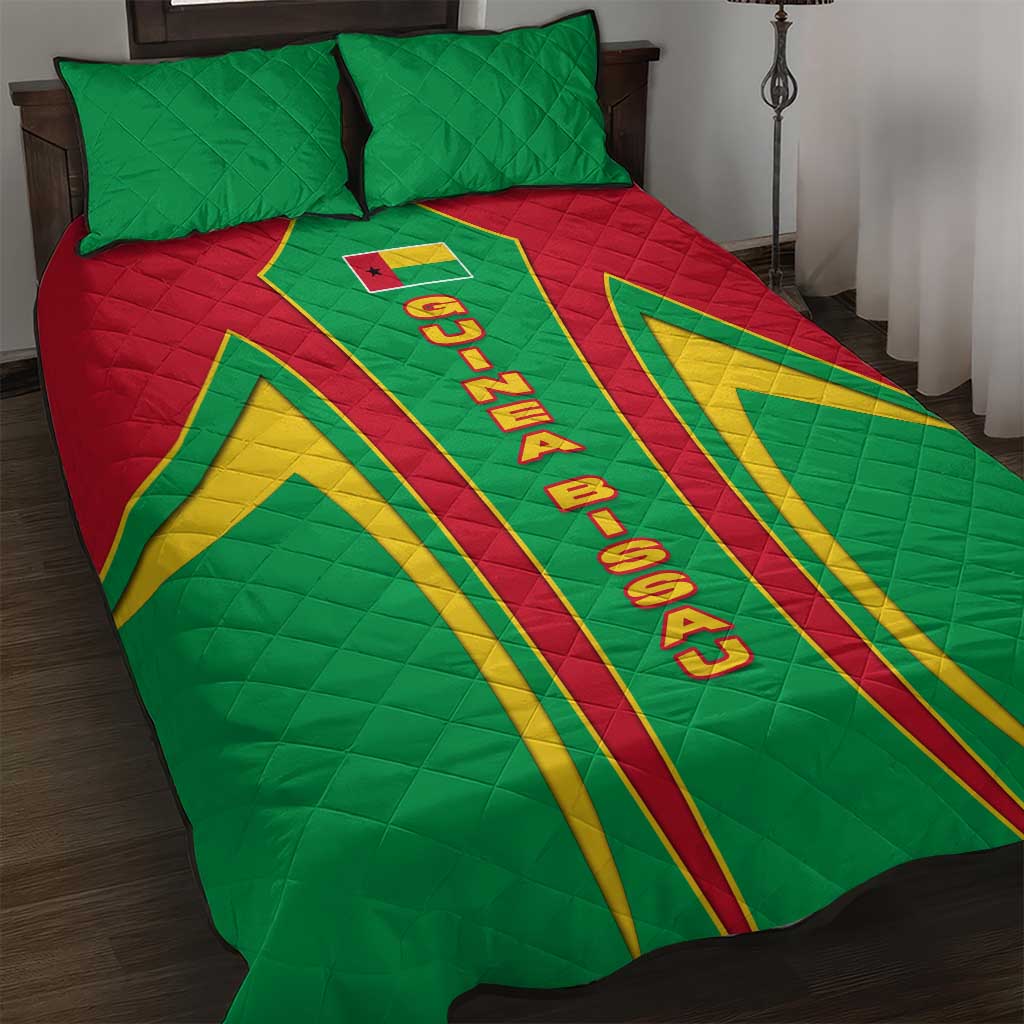 Guinea Bissau Quilt Bed Set Red Green Yellow Stripe Design and Black Star TS04