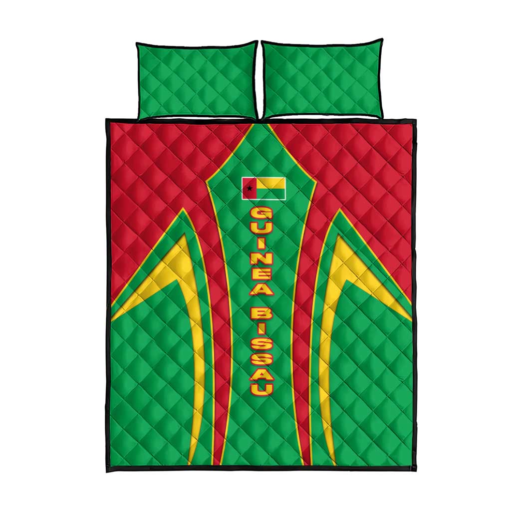 Guinea Bissau Quilt Bed Set Red Green Yellow Stripe Design and Black Star TS04