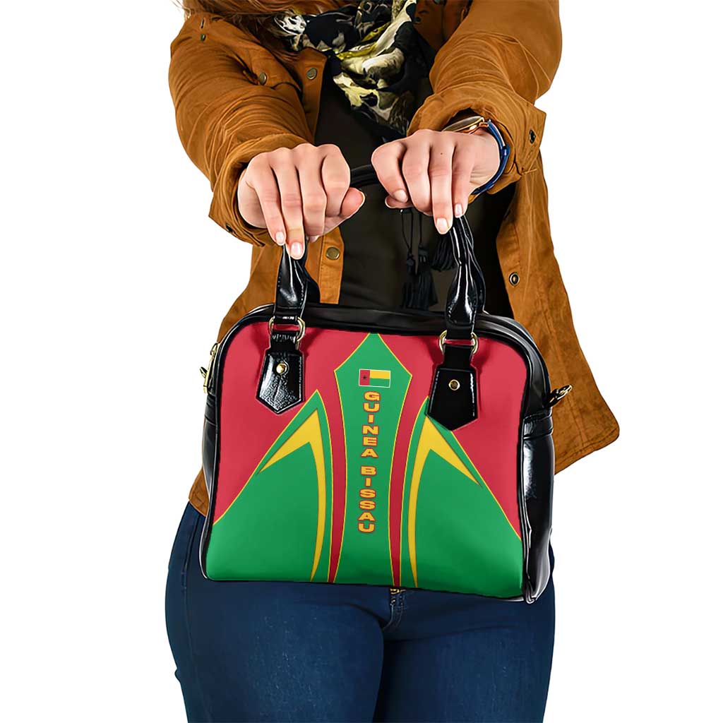 Guinea Bissau Shoulder Handbag with Red Green Yellow Stripe Design and Black Star TS04
