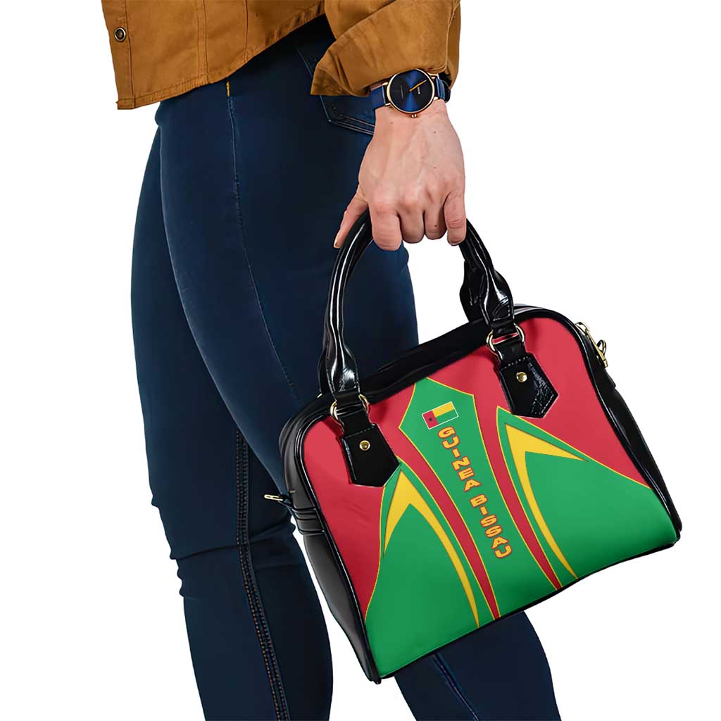 Guinea Bissau Shoulder Handbag with Red Green Yellow Stripe Design and Black Star TS04