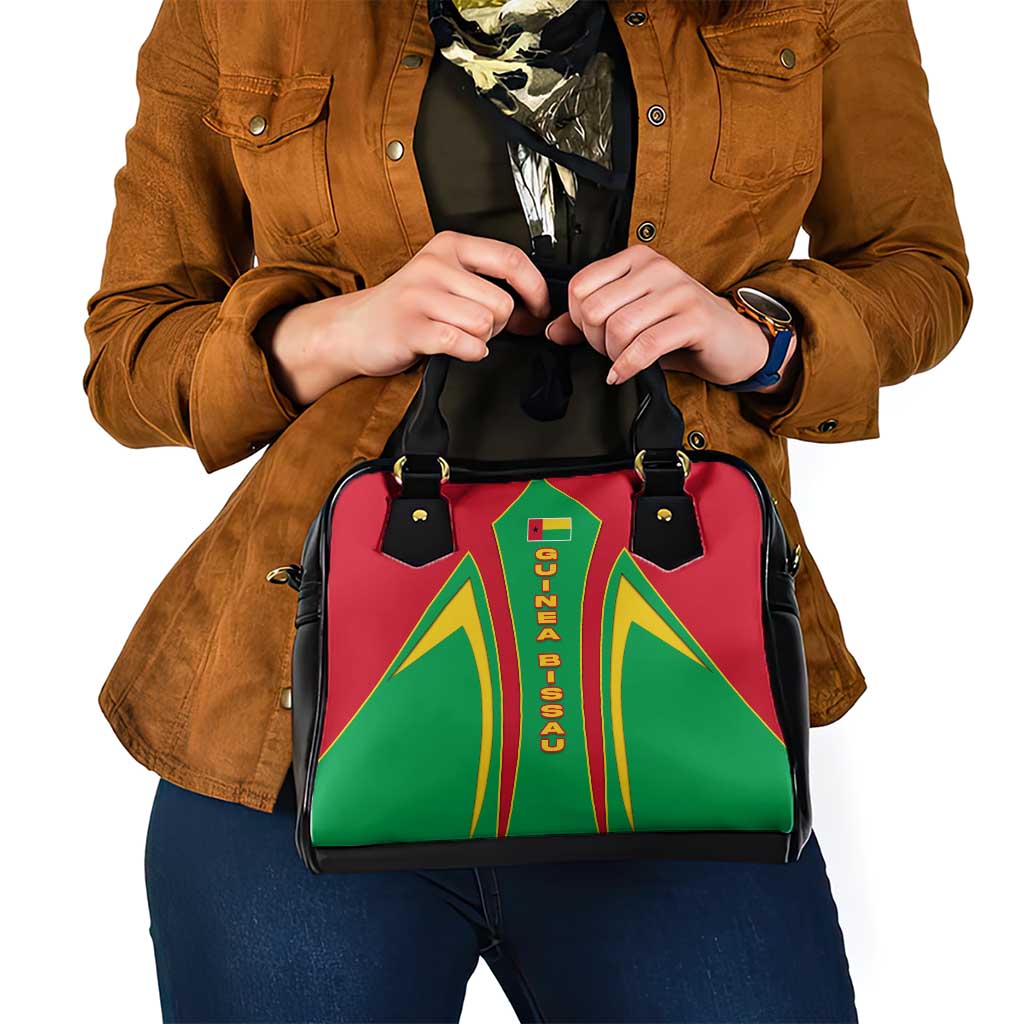 Guinea Bissau Shoulder Handbag with Red Green Yellow Stripe Design and Black Star TS04