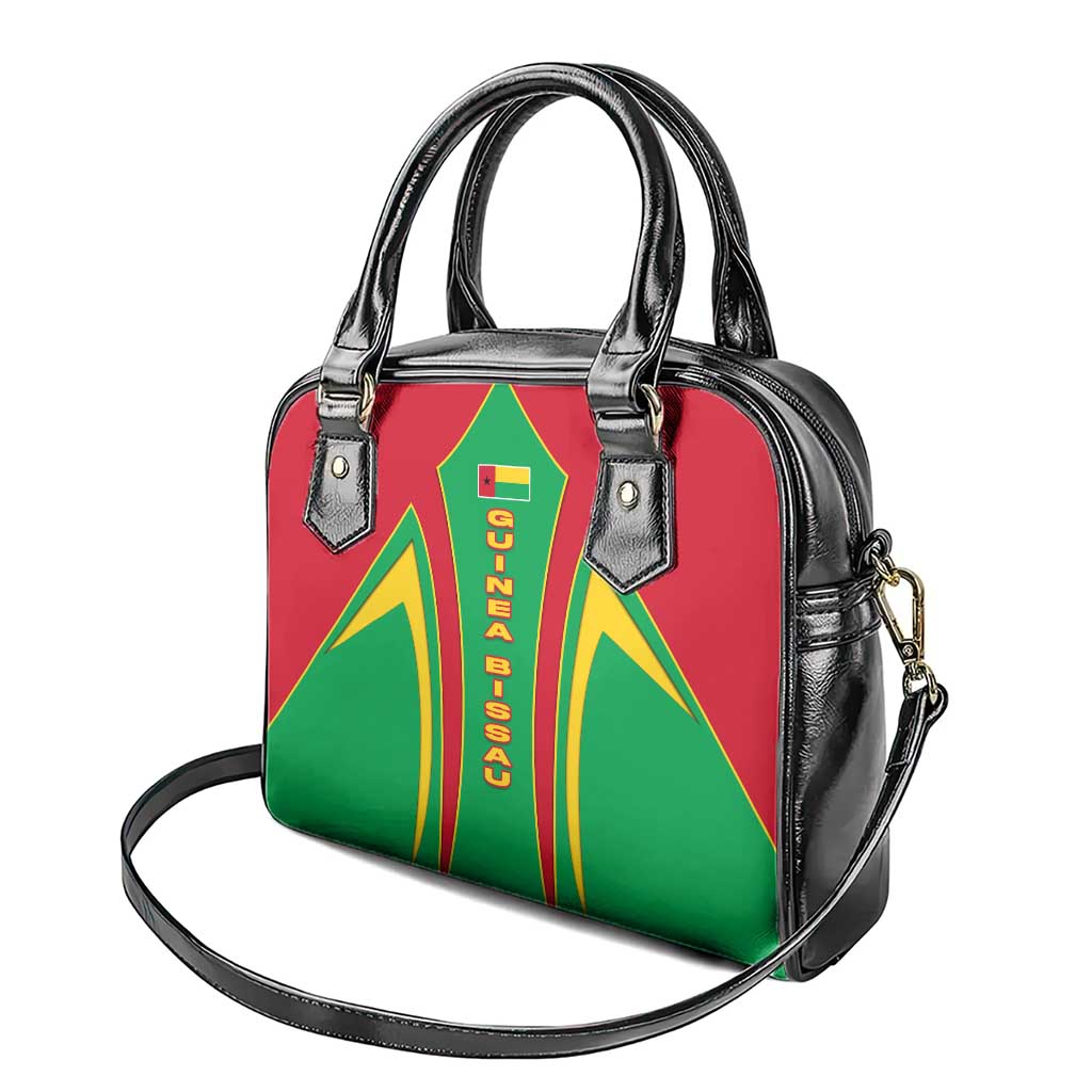 Guinea Bissau Shoulder Handbag with Red Green Yellow Stripe Design and Black Star TS04