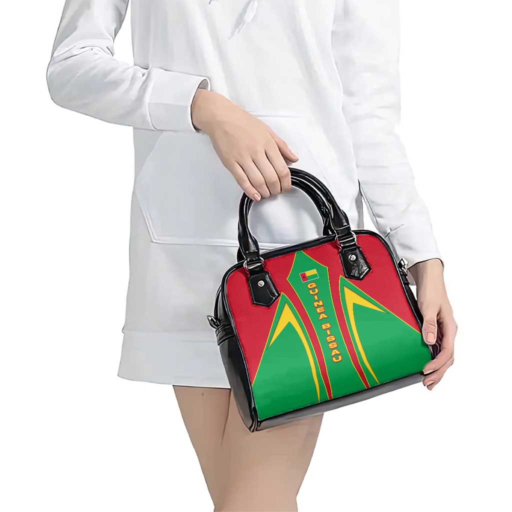 Guinea Bissau Shoulder Handbag with Red Green Yellow Stripe Design and Black Star TS04