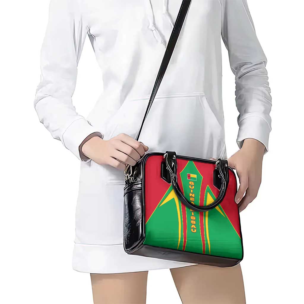 Guinea Bissau Shoulder Handbag with Red Green Yellow Stripe Design and Black Star TS04