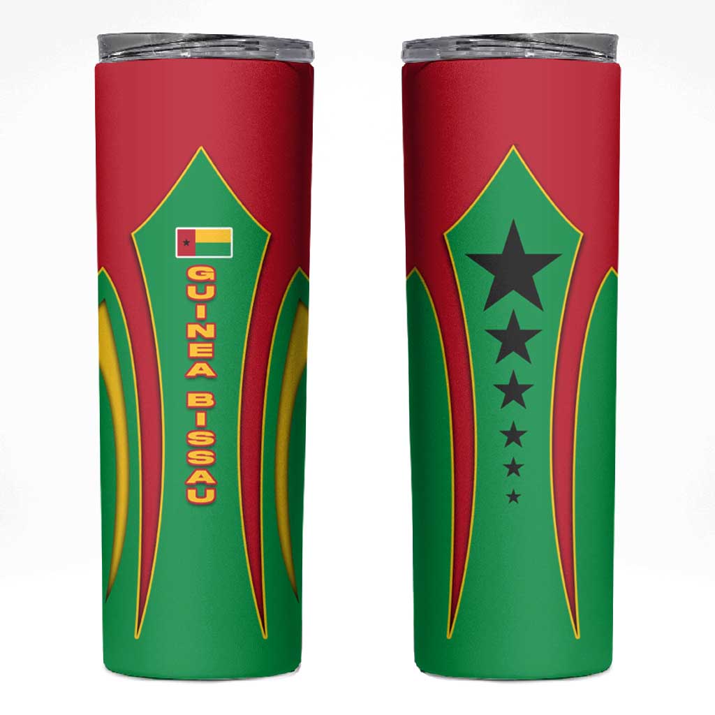 Guinea Bissau Skinny Tumbler Red Green Yellow Stripe Design and Black Star TS04