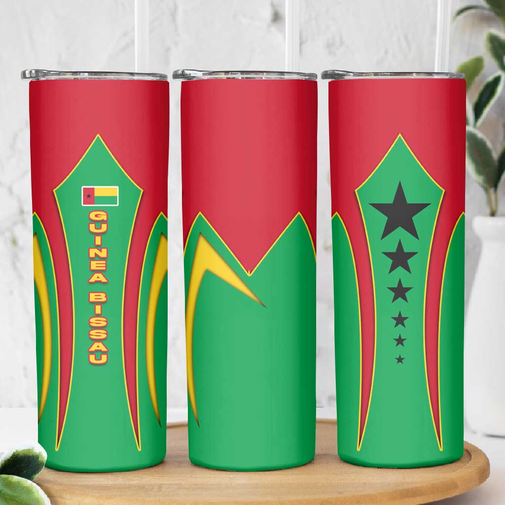 Guinea Bissau Skinny Tumbler Red Green Yellow Stripe Design and Black Star TS04