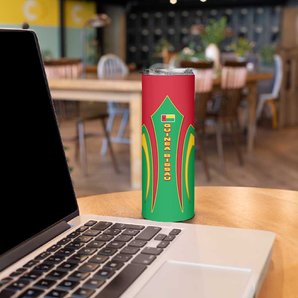 Guinea Bissau Skinny Tumbler Red Green Yellow Stripe Design and Black Star TS04