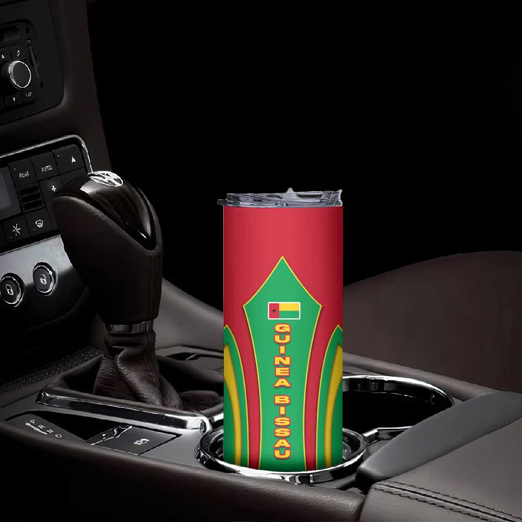 Guinea Bissau Skinny Tumbler Red Green Yellow Stripe Design and Black Star TS04