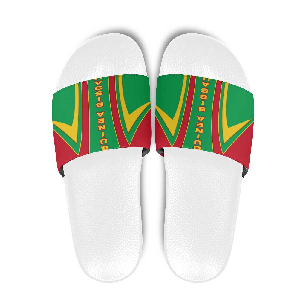 Guinea Bissau Slide Sandals with Red Green Yellow Stripe Design and Black Star TS04