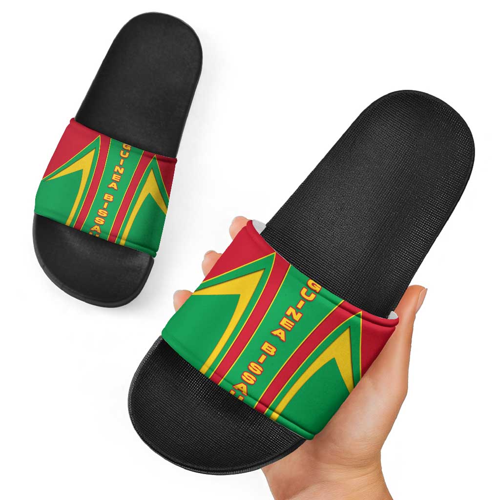 Guinea Bissau Slide Sandals with Red Green Yellow Stripe Design and Black Star TS04