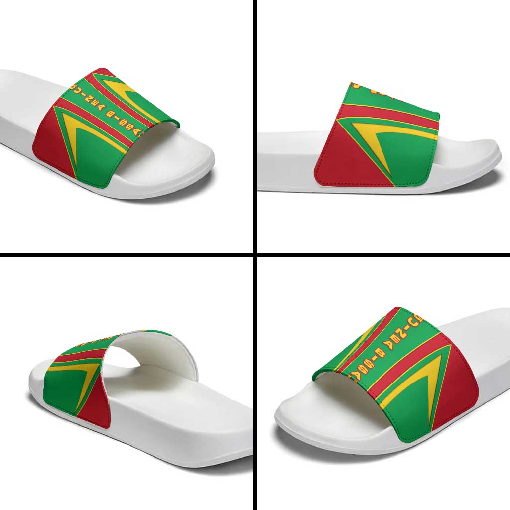 Guinea Bissau Slide Sandals with Red Green Yellow Stripe Design and Black Star TS04
